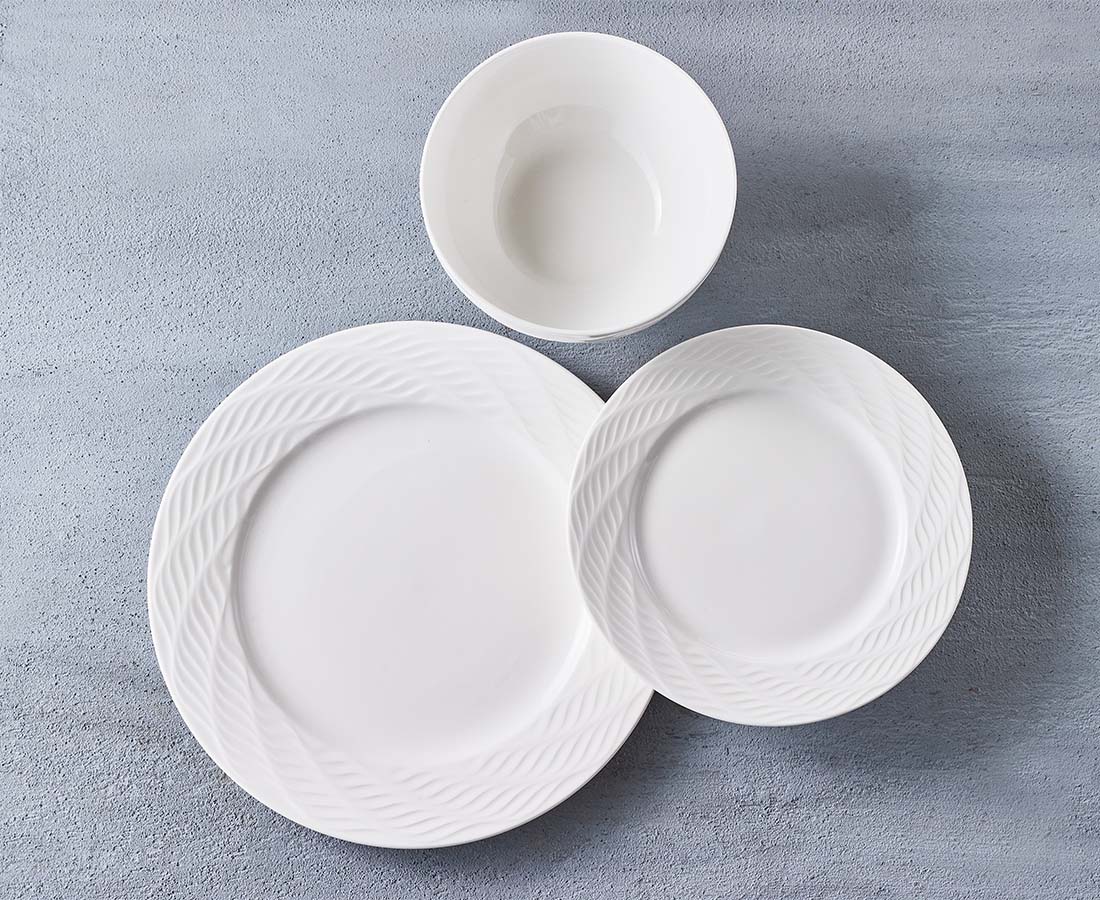 Flow 12-Pc Dinnerware Set, White