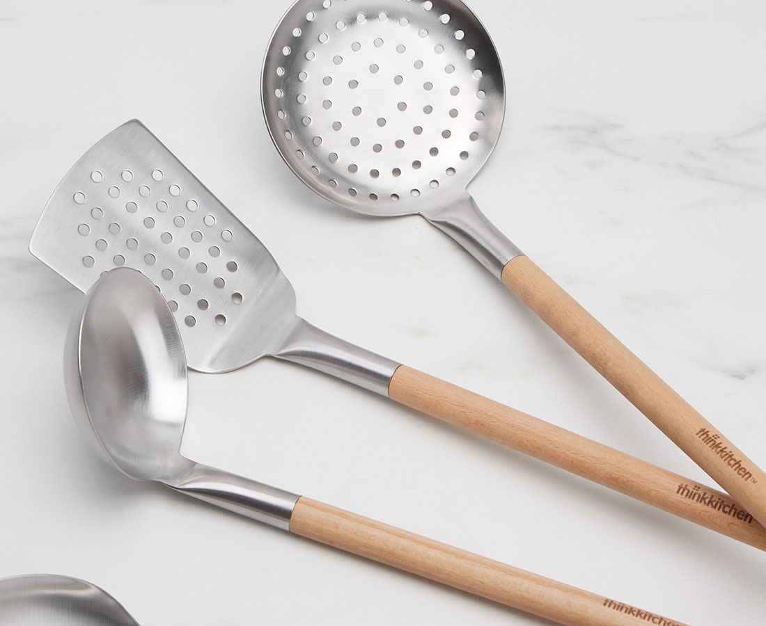 thinkkitchen Utensils, Oak, Set of 5