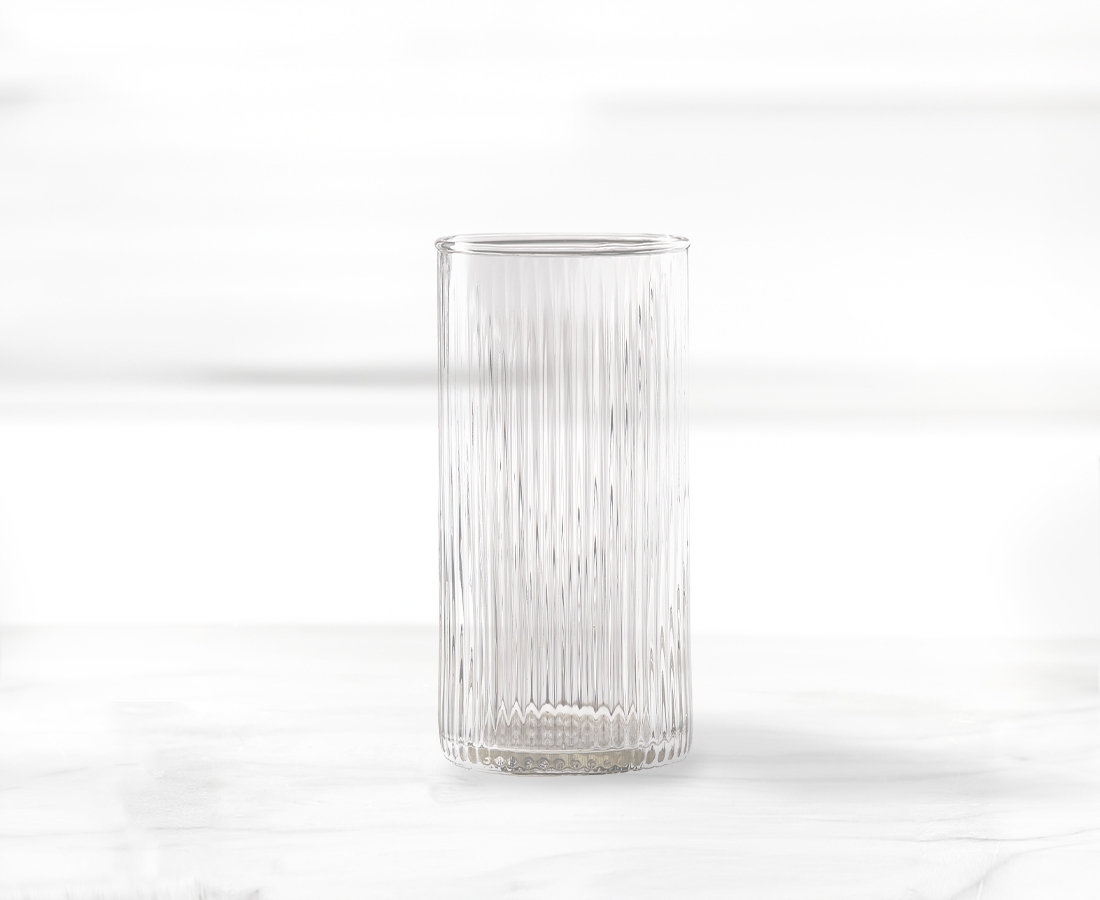 Pulse Ribbed Glassware Set, Clear, Set of 12
