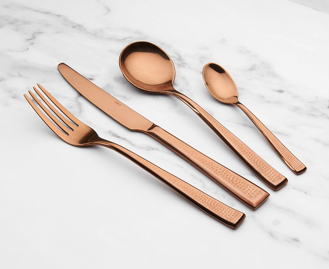 Thea 16-Pc Flatware Set, Rose Gold