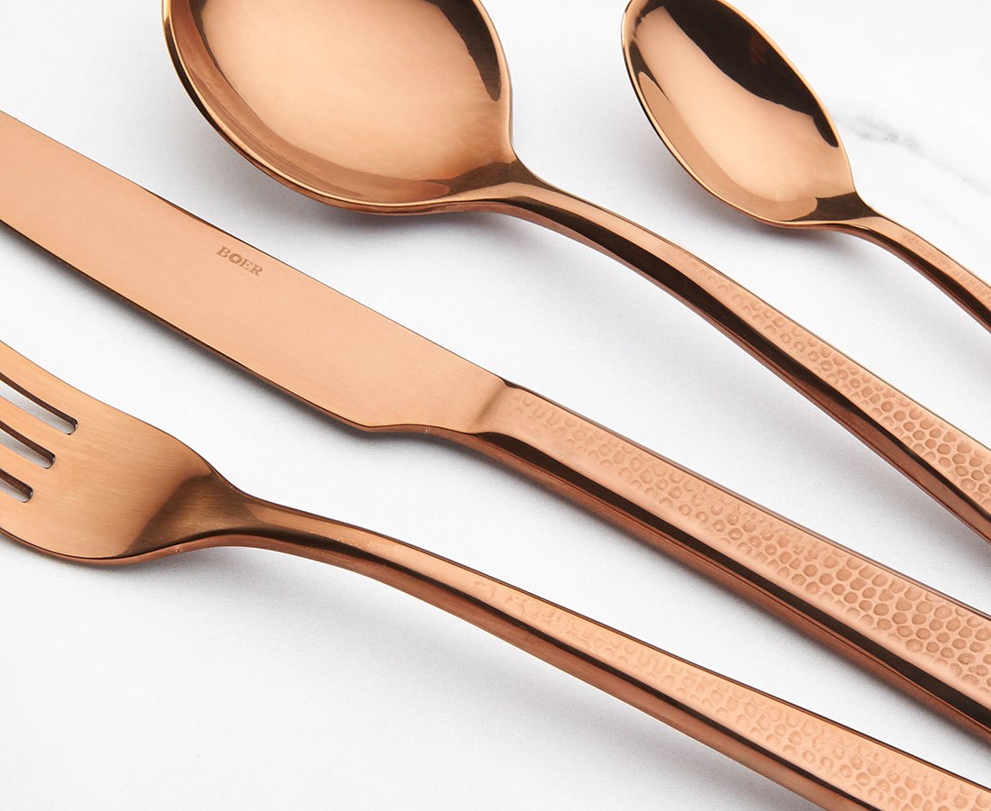 Thea 16-Pc Flatware Set, Rose Gold