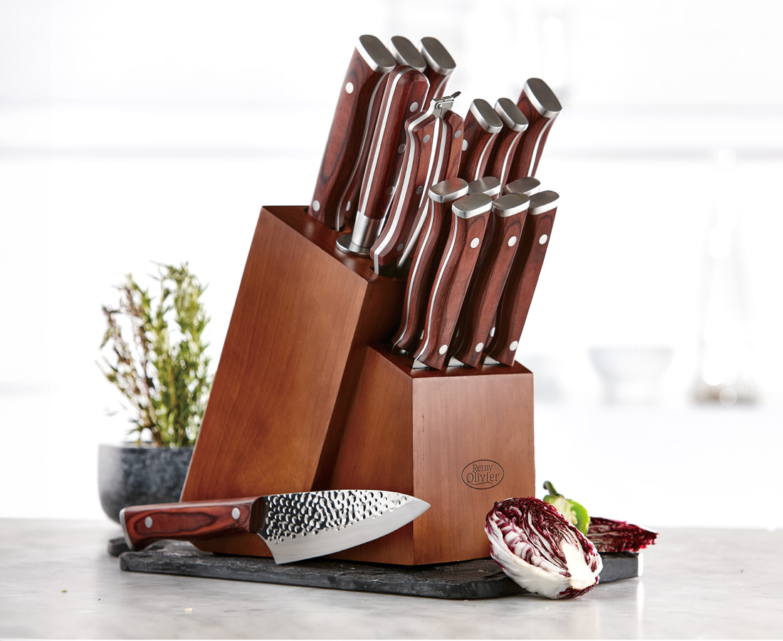 Rowen 16-Pc Knife Set with Wooden Block