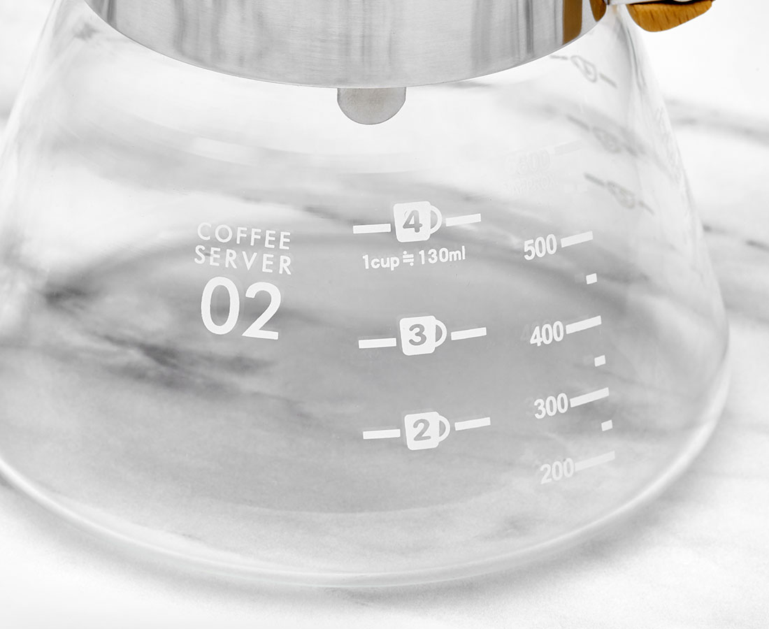 Java & Co Glass and Wood Coffee Pot, 600 ml