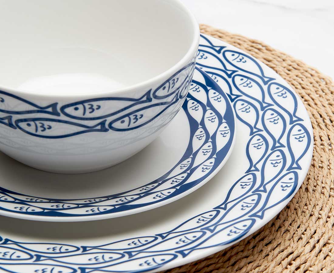 Fishes 12-Pc Dinnerware Set