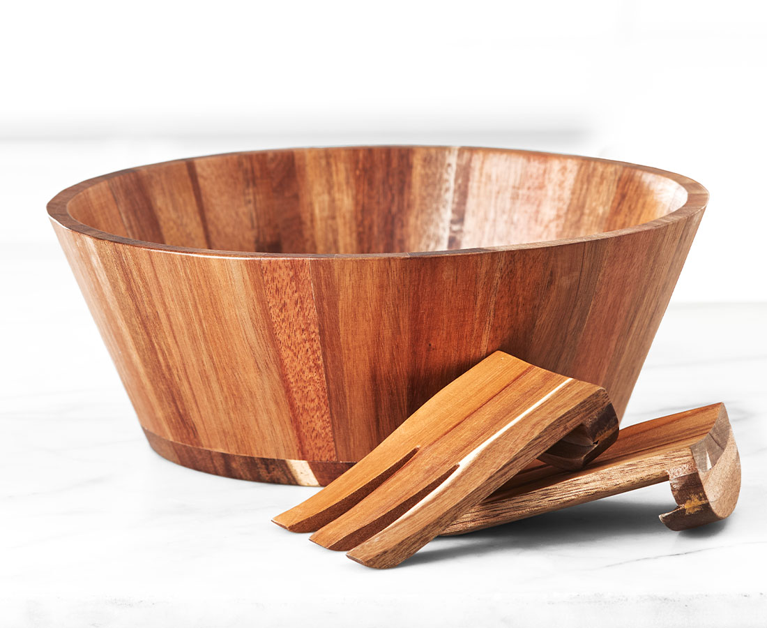Silo Acacia Wood Salad Bowl with Utensils