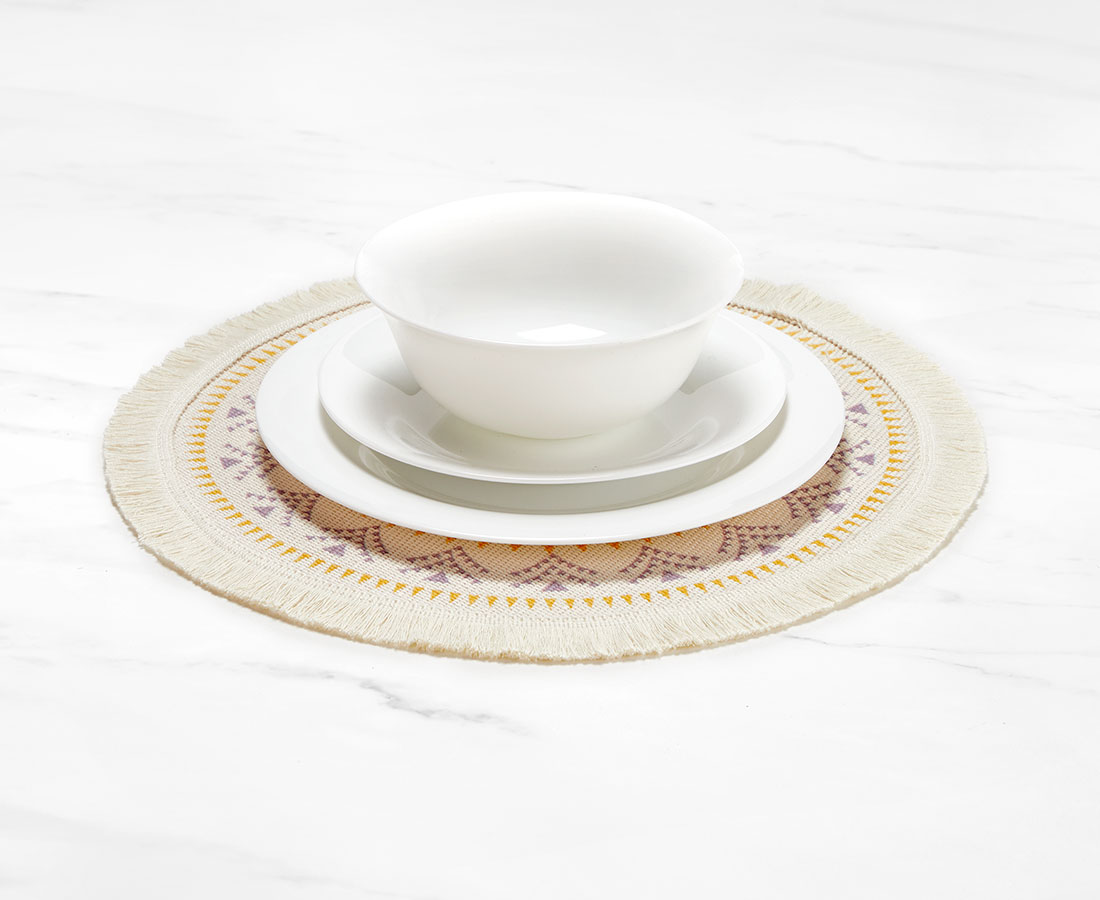 Mosaic Round Placemat, Purple & Yellow