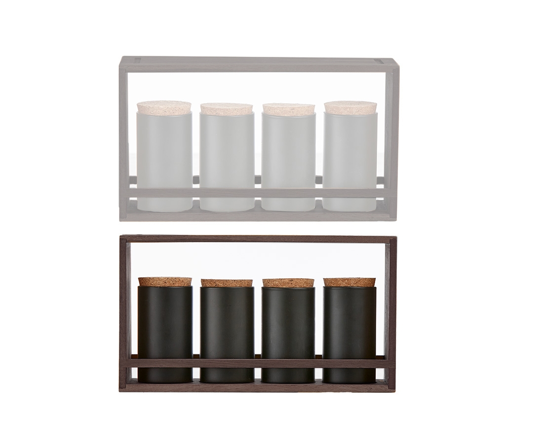 thinkkitchen Stackable Spice Rack with 4 Unfilled Jars, Brown and Black