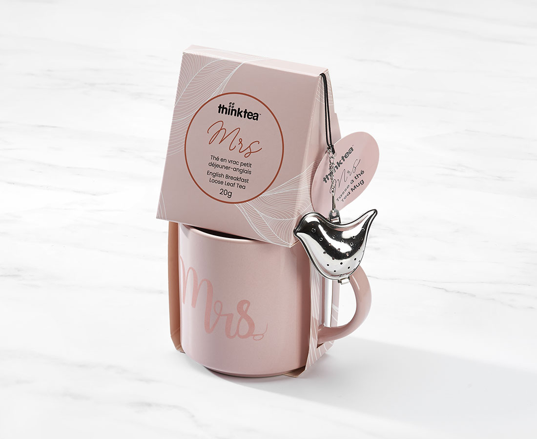 thinktea 'Mrs' Mug and Tea Set, Pink