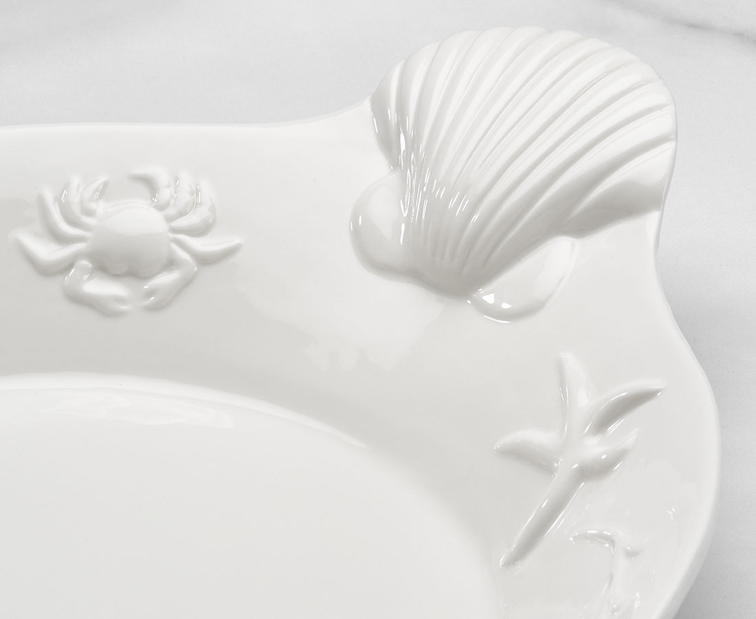 El-Mar Serving Bowl with Handles, White