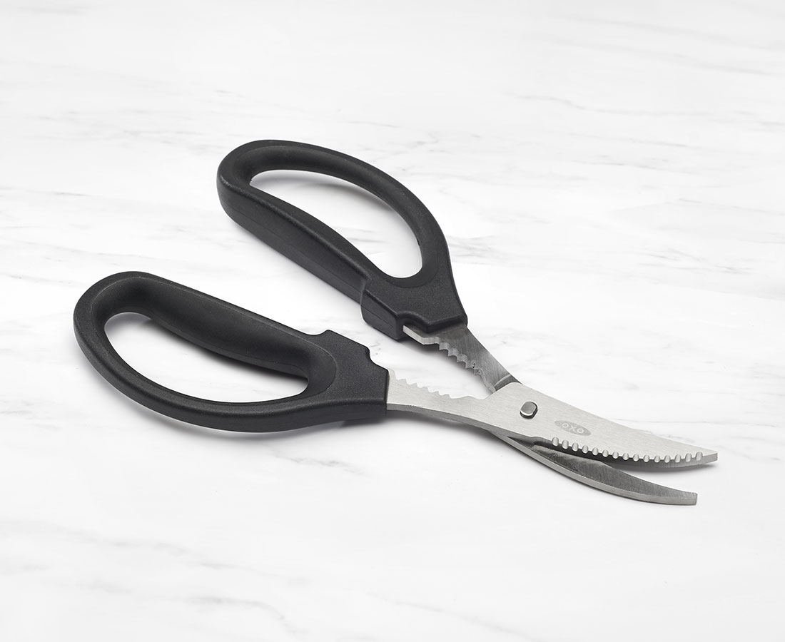 OXO Seafood Scissors, Silver and Black
